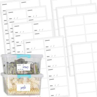 216 White 60 X 30mm Freezer Adhesive Write On Food Jar Labels Content Sticker