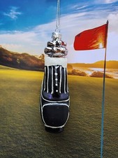 Blown glass Black white Golf Bag Sport Golfing clubs Christmas Ornament New NWT