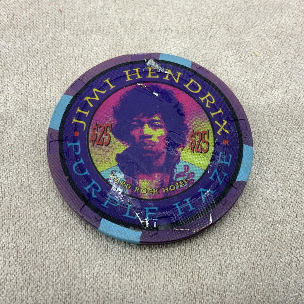 ハードロックカジノ25ドルチップ　　Jimi Hendrix $25 JIMI HENDRIX HARD ROCK CASINO CHIP POKER CHIP LAS VEGAS