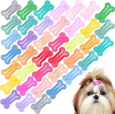 40 Pieces Hair Clips for Dogs Cute 1 Inch Puppy Dog Barrettes Small Bone Snap Ha