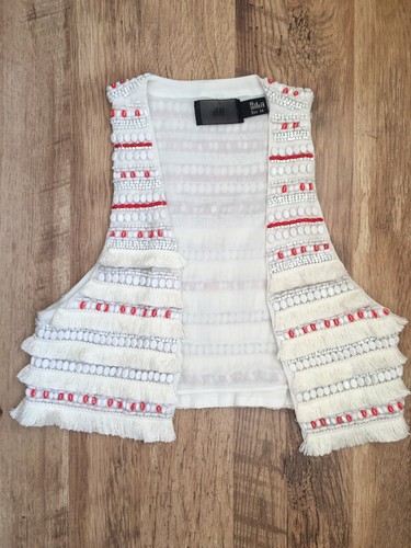 h&m Conscious exklusive Taillenjacke mit Perlenverzierung Boho Bohemian Glasto