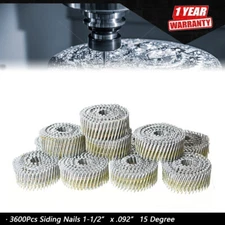 15 Degree Siding Nails 1-1/2"x 0.092" Collated Wire Coil Full Round Head 3600Pcs