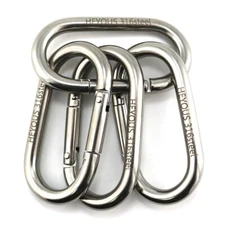 3.15" Oval Carabiner Spring Snap Hook Stainless Steel 316 Carabiner Clips 4-PACK