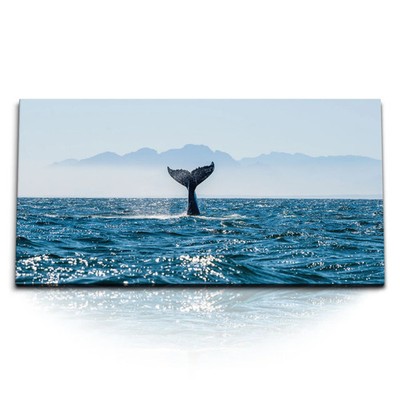 120x80cm Kunstdruck Bilder Walflosse Wal Meer Ozean Blau Grauwal