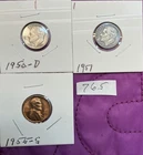 2  Circ.Roosevelt Dimes  1950-D + 1951  90% Silver + CH. BU 1955-S Linc.01 #765