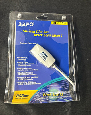 BAFO BF-110N Net-LinQ USB-to-USB Bridge Cable USB 1.1 White Win 95/98/2000