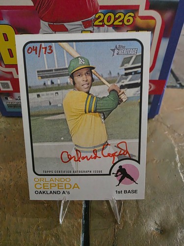 2022 Topps Heritage Orlando Cepeda 04/73 Red Autographed Card ROA-OC