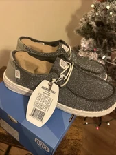 Hey Dude Women's Wendy Metallic Sparkle Charcoal NIB! 2025 Women’s 11