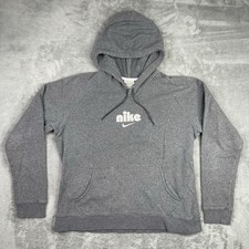 Vintage Nike Hoodie Youth XL 16-18 Boys Gray Center Swoosh Jacket Pullover Y2K