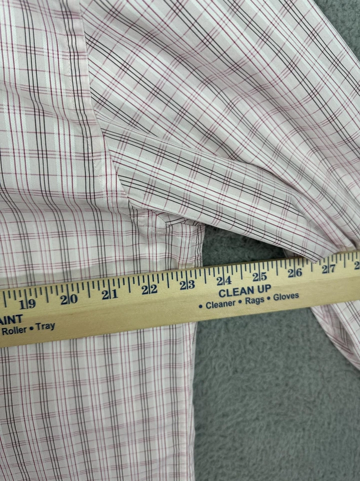 Camisa de vestir Ted Baker para hombre 17 34/35 rosa a cuadros ajuste a medida manga larga algodón Foto 4 de 4
