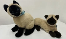 Pair of Vintage 1986 Dakin Plush Siamese Cats Stuffed Animal Blue Eyes 16"