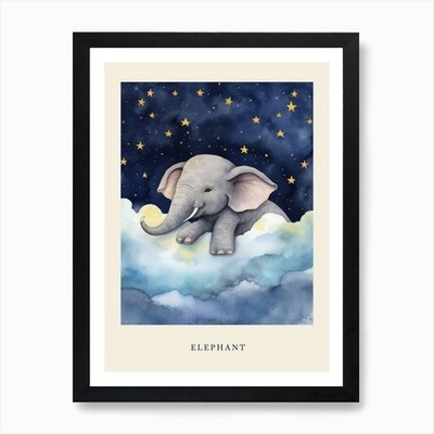Baby Elefant 7 Sleeping In The Clo Gerahmtes Wandbild Poster Leinwanddruck Bild