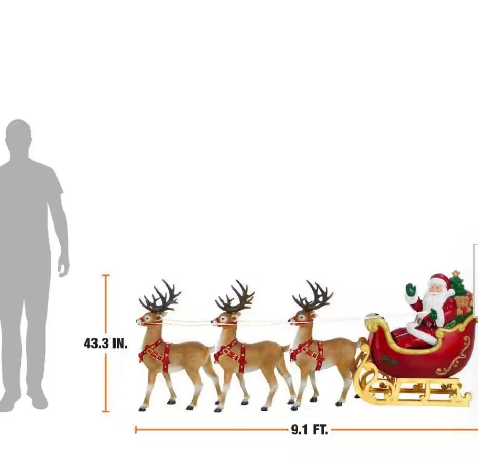 Home Depot 9 pies LED tamaño gigante trineo de Papá Noel con renos vacaciones NUEVO 2025 Foto 2 de 4