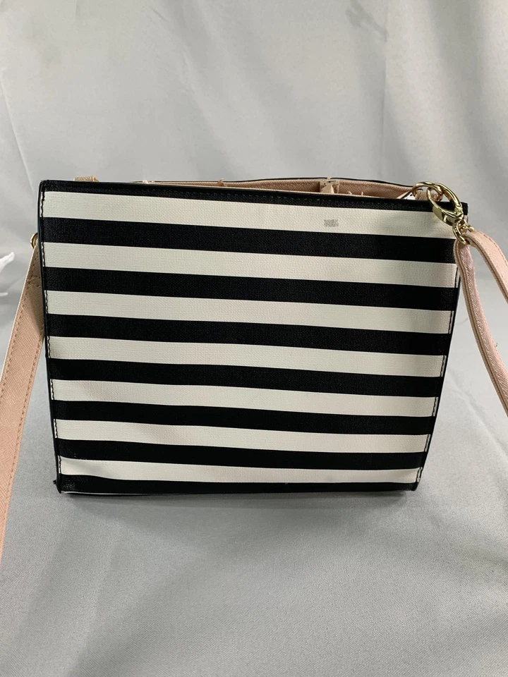 Bolso Bandolera Christian Siriano for Payless Mujer Negro Blanco Rayas Arco Cartera Foto 4 de 4