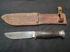 Vintage Ka-Bar Fixed Blade Hunting Knife W/Sheath Olean,NY