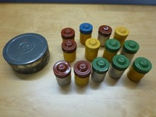 13 Vintage Metal Embossed KODAK 35MM Film Canisters 4" Canister 8x10 Box