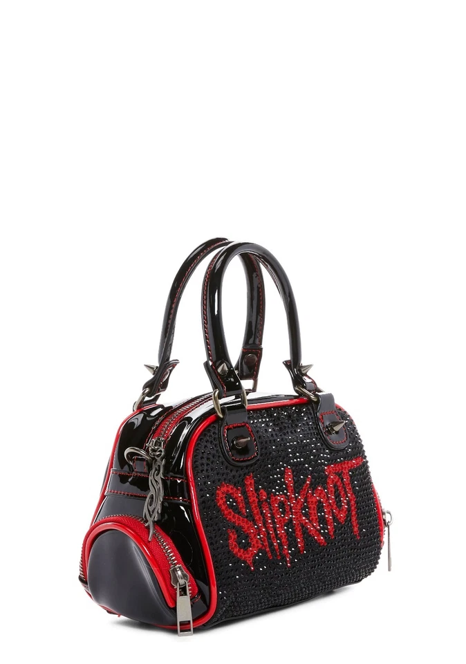 BOLSO BOWLER RARO Estrás Slipknot Collab charol NUEVO CON ETIQUETAS Foto 3 de 4