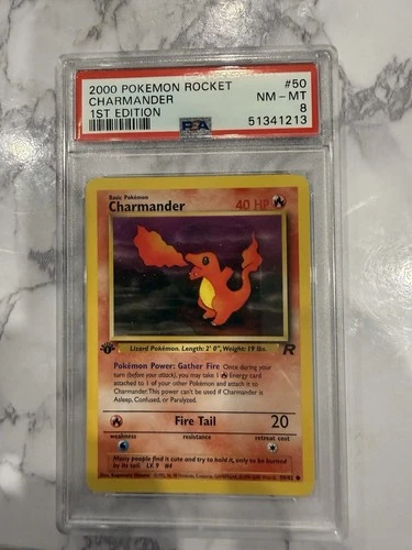 Pokemon Charmander 50/82 Team Rocket Regular 1st Edition Graded PSA 8
