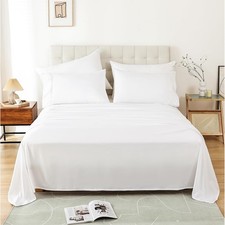 Whitney Home Textile Queen Sheet Set - 4 Piece Bed Sheets for Queen, White
