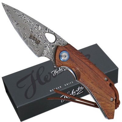 HERBERTZ Taschenmesser klein ''Selektion Serie'' Eisenholz Linerlock Fangriemen