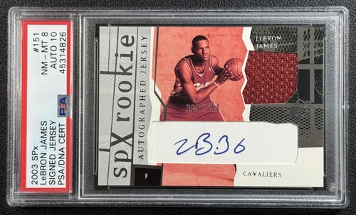 LEBRON JAMES PSA 8 2003-04 SPX #151 ROOKIE JERSEY AUTO RC 10 AUTOGRAPH 329/750