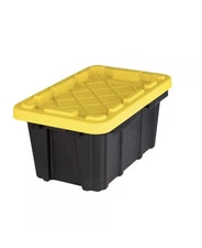 6.5 Qt Tote, Black Mini Container, Storage Tote w/ Yellow Lids HDX