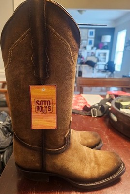 Soto Boots Women's Harness Cowboy Boots Brown Leather Size 7.5 w Tags