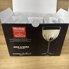 Luigi Bormioli Accademia Mixology Nick & Nora Glass Set 6 Pc Set 5oz Italian New