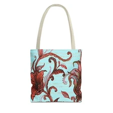 Flowers Turquoise Multi Color BRAND NEW MODERN Tote Bag (AOP)