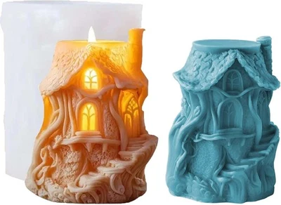 MARKENLOS Stampi in silicone 3D stampi per colata Natale, stampo in silicone casa case, stampi per candele