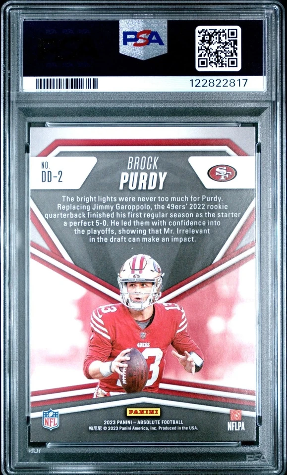 2023 PANINI ABSOLUTE BROCK PURDY DRAFT DIAMONDS #DD2 PSA 10 - Image 2 of 2