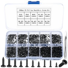 1200 Pcs Small Self Tapping Screws, M1 M1.2 M1.4 M1.7 Phillips Pan Head ScrewsCa