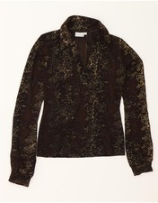 HENNES Womens Long Sleeve Blouse Top UK 12 Medium Brown Animal Print BJ01