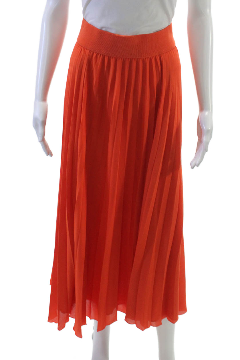 COS Womens Pleated Midi Skirt Orange Cotton Zip Size 4Free Shipping in US $100+ Orders | $6.95 Orders Below