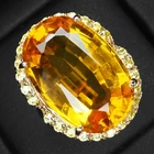 925 Sterling Silver Rose Gold Halo Rings Gleaming Golden Yellow Sapphire 15.65Ct