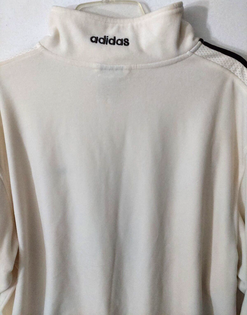 Adidas Jacket Mens XL Full Zip Track Activewear Ivory Three Stripe
