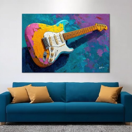 Gitarre Musik Abstrakte Bunte Leinwand Bilder Kunst Gemälde Wandbilder XXL 8013A - Bild 3 von 8