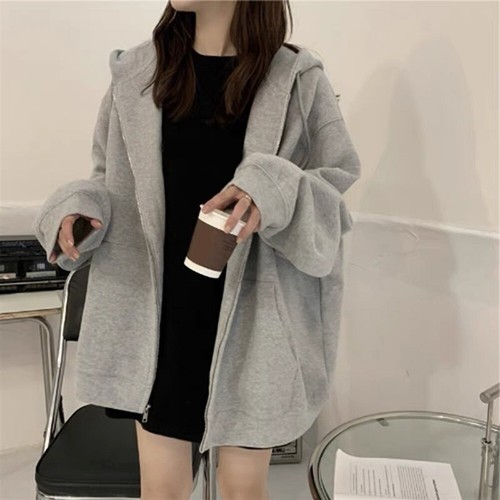 Casual Sports Sweatshirt Loose Hooded Coat Polyester Fabric Slight Stretch - Picture 14 of 34