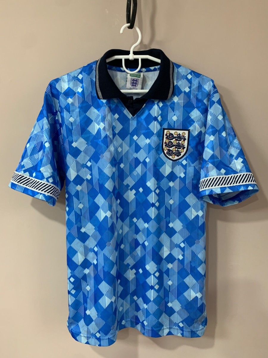 England Third Football Shirt Retro Score Draw Soccer Jersey Blue