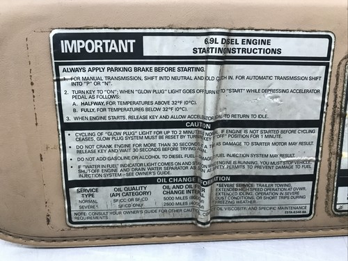 1980-1992 Ford Truck or Bronco Brown/Tan sunvisors Sun Visors OEM Diesel 6.9 7.3 - Picture 6 of 10