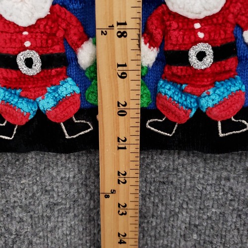 Jack B Quick Cardigan Womens M Medium Blue Christmas Santa Beaded Sweater Knit - Picture 8 of 11