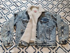 Vintage Levi's Acid Wash Denim Trucker Jacket XL Sherpa Lined 80's USA San Fran