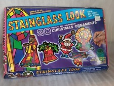 Vintage Stainglass Look 30 Paint By Number Christmas Ornament Kit 1972