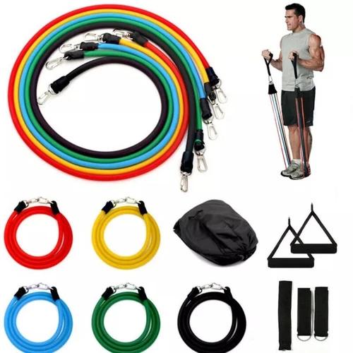 11 PCS Resistance Band Set Yoga Pilates Abs Exercise Fitness Tube Workout Bands - Picture 3 of 12