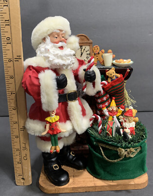 KIRKLAND SANTA CLAUS FIREPLACE CHRISTMAS FIGURE DISPLAY / FABRIC