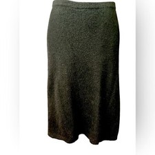 Vintage Black Silk and Angora Knit Skirt Size Medium Sweater Pencil Skirt