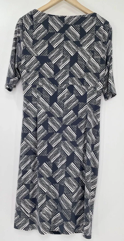 Lauren By Ralph Lauren Gray & White Ruched Jersey Faux Wrap Dress Size 14 - Image 2 of 4