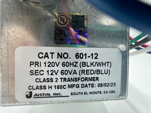 Justine 601-12 Low Voltage Power Transformer 12Vdc 60W Led Lighting Class 2 - Picture 4 of 8