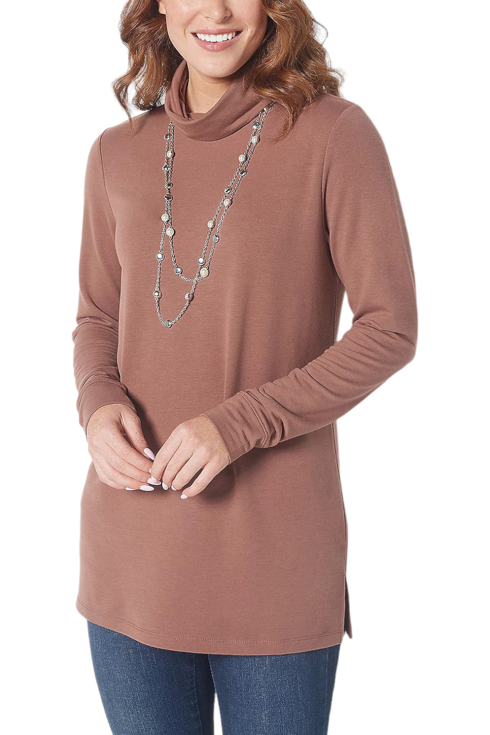 Denim & Co. Туника из мягкого трикотажа Comfort Zone Regular кленово-коричневого цвета