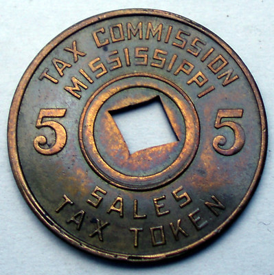 ANCIEN JETON US, COMMISSION FISCALE MISSISSIPPI 5 CENTS 22,75 mm 3 g